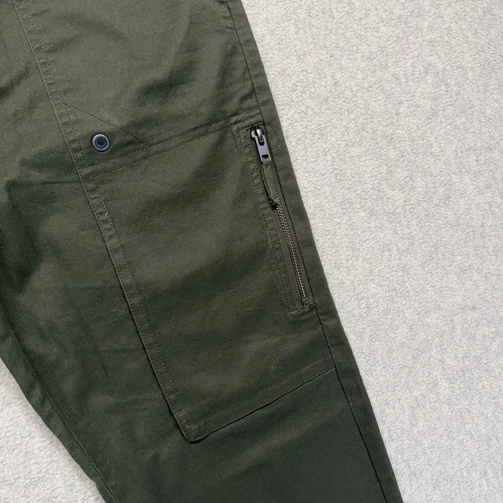 Zanerobe Olive Green‎ Jogger Pants Mens Elastic Waist Zip Cargo Pocket Tapered L